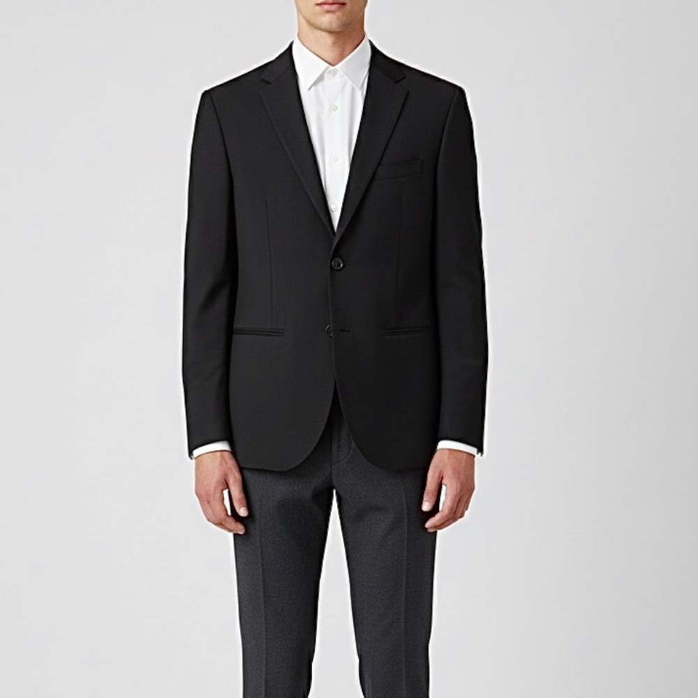 Club Monaco Men’s Wool Tailored Blazer Single-Breasted Black Multi-Pocket 40